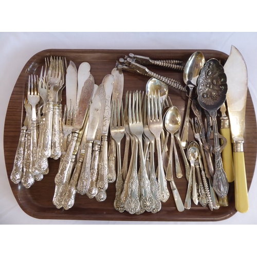 22 - Silver plated Kings pattern cutlery, grape scissors, berry spoons etc