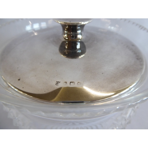 5 - Silver lidded cut glass cotton wool jar (hallmarks worn )