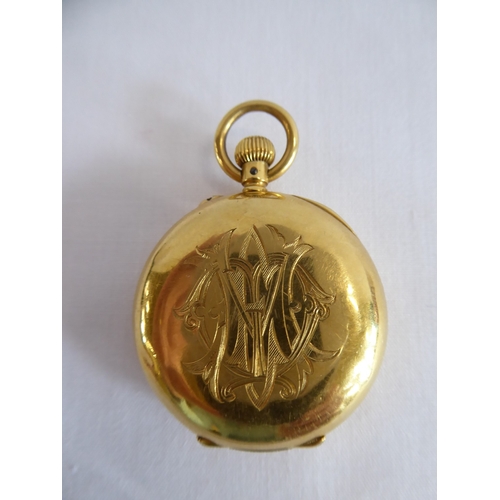 50 - French 18k gold ladies half hunter pocket watch
