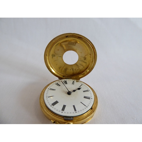 50 - French 18k gold ladies half hunter pocket watch