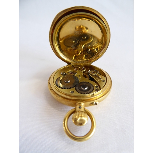 50 - French 18k gold ladies half hunter pocket watch