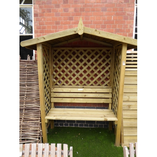 1 - Wooden garden 'Braunston' arbour (1.98 x 1.71 x 0.71m)