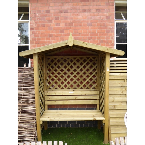 1 - Wooden garden 'Braunston' arbour (1.98 x 1.71 x 0.71m)