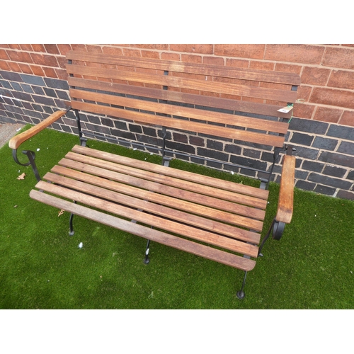 35 - Folding wooden slatted iron garden bench