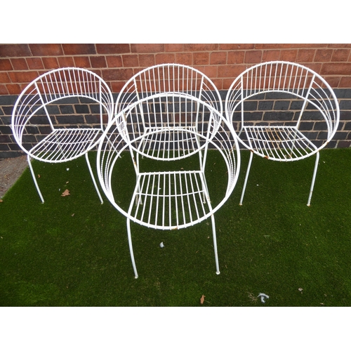 36 - Set of 4 retro metal 'atomic' style garden chairs