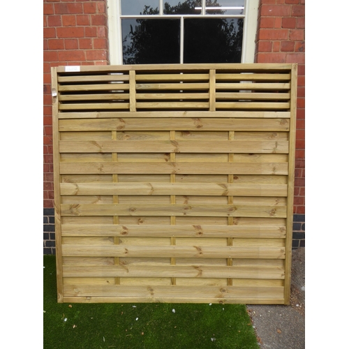 4 - Wooden slatted top horizontal fence panels (1.8 x 1.8m) (5)