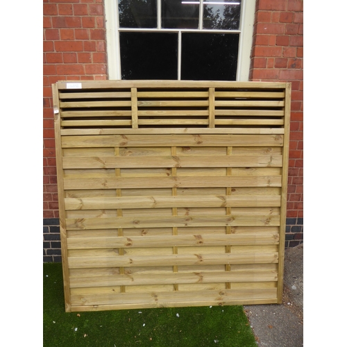 4 - Wooden slatted top horizontal fence panels (1.8 x 1.8m) (5)