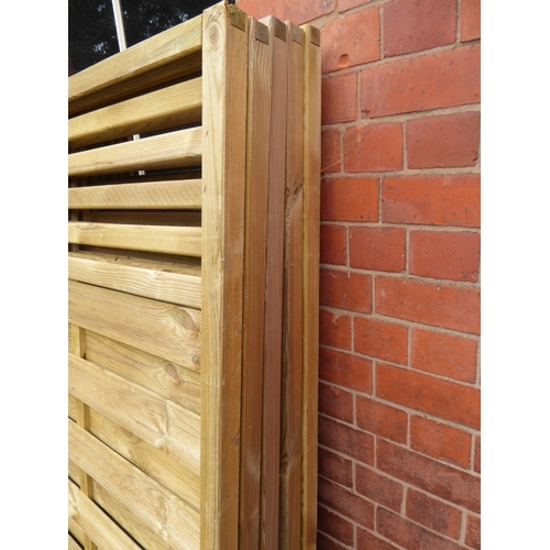 4 - Wooden slatted top horizontal fence panels (1.8 x 1.8m) (5)
