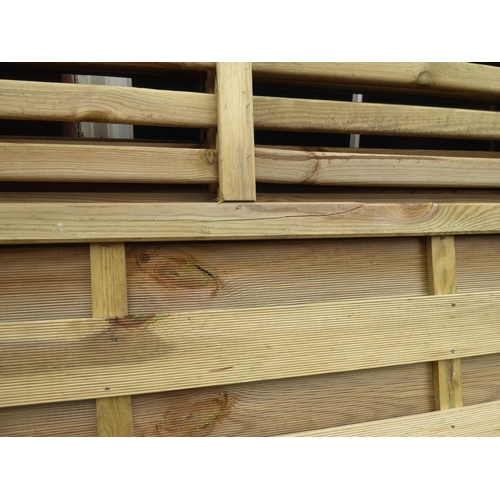 4 - Wooden slatted top horizontal fence panels (1.8 x 1.8m) (5)