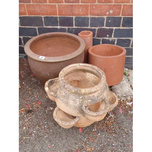 55 - Terracotta strawberry planter, plant pot etc. (4)