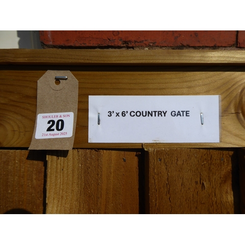 20 - Wooden country gate (6' x 3')