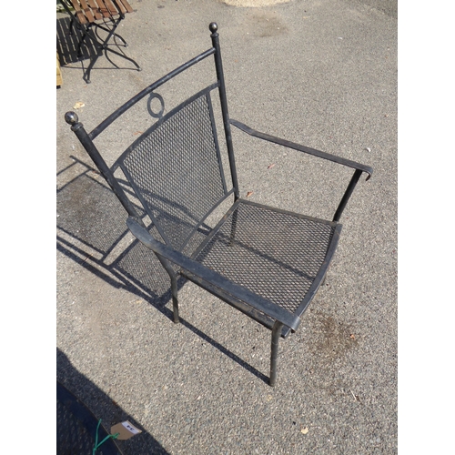 34 - Metal mesh top garden tables and 4 chairs