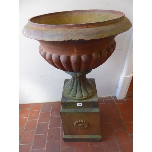 41 - Terracotta campana urn on plinth (34