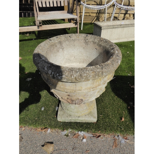 49 - Reconstituted stone lion mask trough planter & urn planter (2)