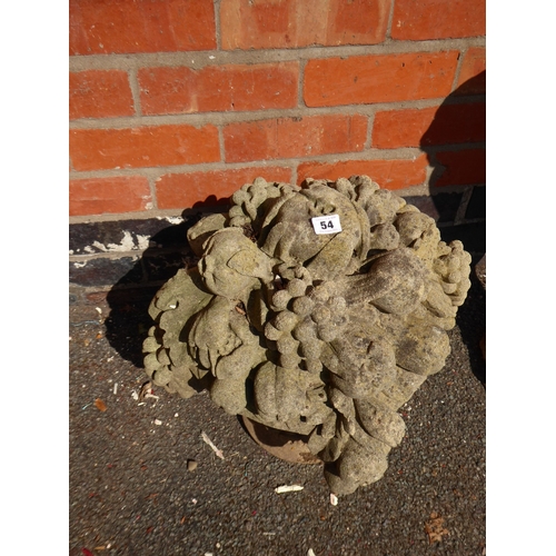 54 - Reconstituted stone fruit basket shape garden ornament