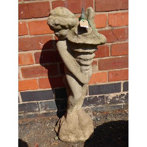 57 - Reconstituted stone cherub water fountain