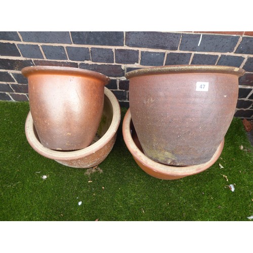 47 - Terracotta rough glaze plant pots (4)