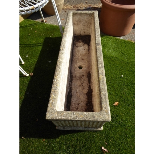 48 - Reconstituted stone oblong fluted trough planter