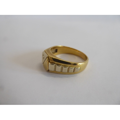 Foreign 2 colour gold? diamond signet ring (8.9g)