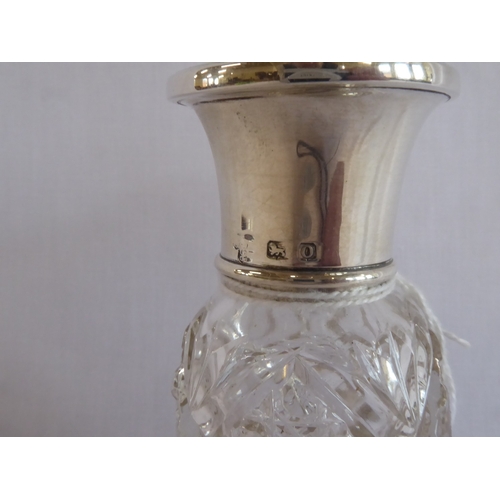 45 - Enamelled silver top cut glass scent bottle - Birmingham 1913