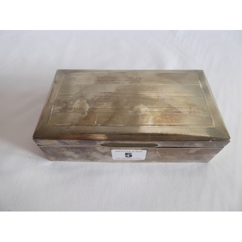 5 - Early 20thC engine turned silver cigarette box (hallmarks worn)