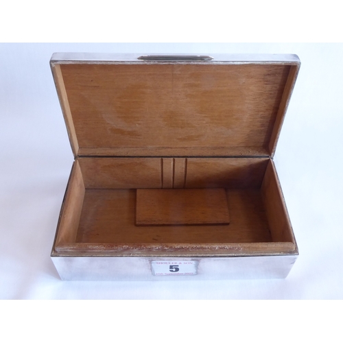 5 - Early 20thC engine turned silver cigarette box (hallmarks worn)