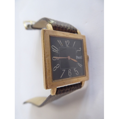 54 - 18ct gold cased Piaget 430p wristwatch on Hirsch lizard strap