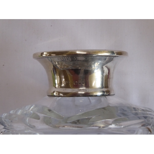 8 - Silver rimmed cut glass whisky decanter - London 1969