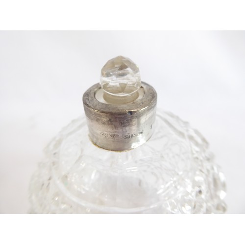 9 - Silver top cut glass scent bottle - Birmingham 1913