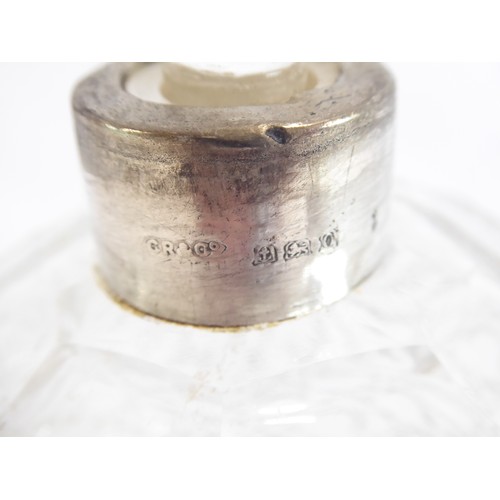 9 - Silver top cut glass scent bottle - Birmingham 1913