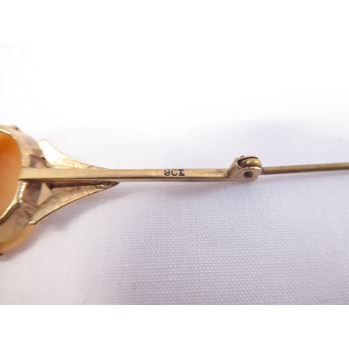 40 - 9ct gold cameo bar brooch (4g)