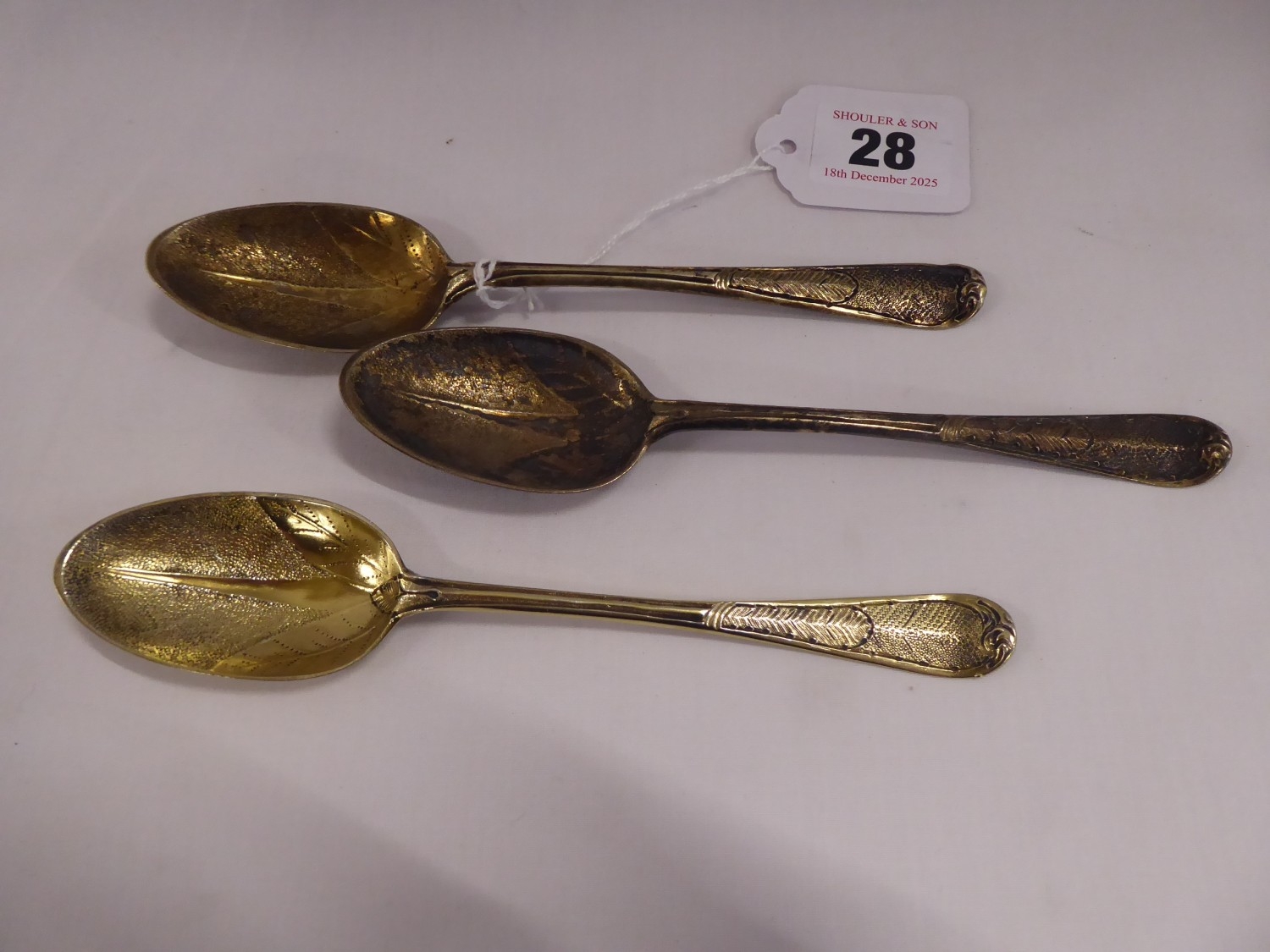 Silver gilt engraved spoons - Edinburgh 1771 (3)
