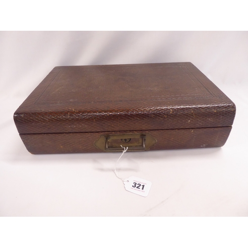19thC crosshatch leather covered writing box