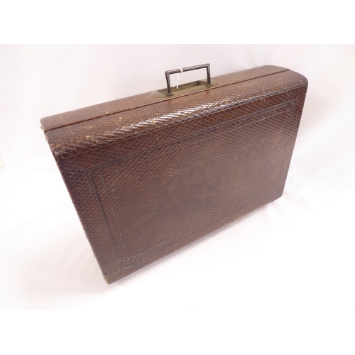19thC crosshatch leather covered writing box
