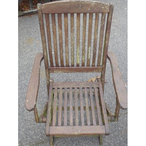 3 - Painted wooden folding garden table and 2 chairs