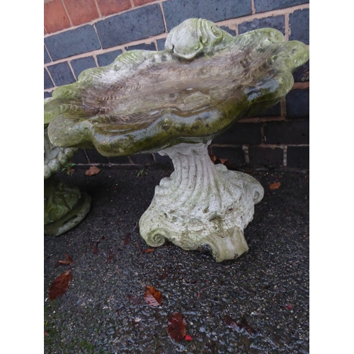 12 - Cast stone clam shell shape bird bath
