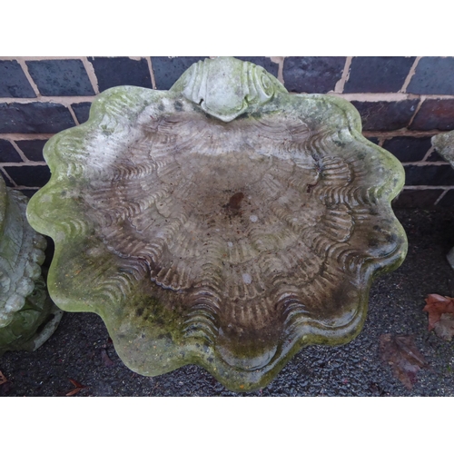 12 - Cast stone clam shell shape bird bath