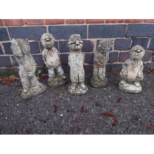13 - Cast stone cricketer figures (5)