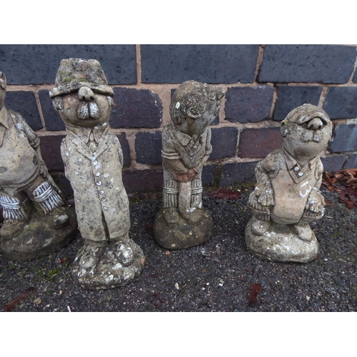 13 - Cast stone cricketer figures (5)