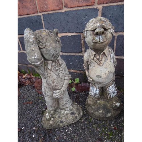 13 - Cast stone cricketer figures (5)