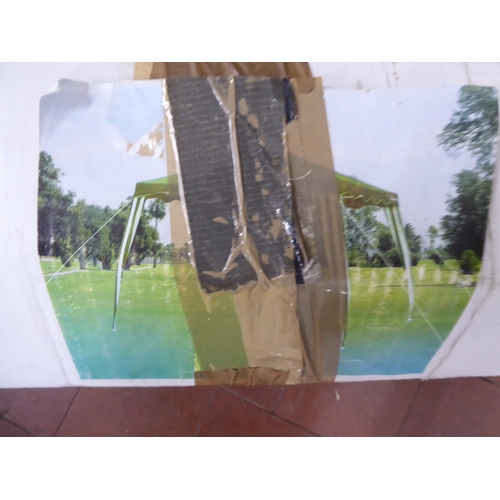 20 - Garden parasol with cast iron base and garden gazebo 2.4m