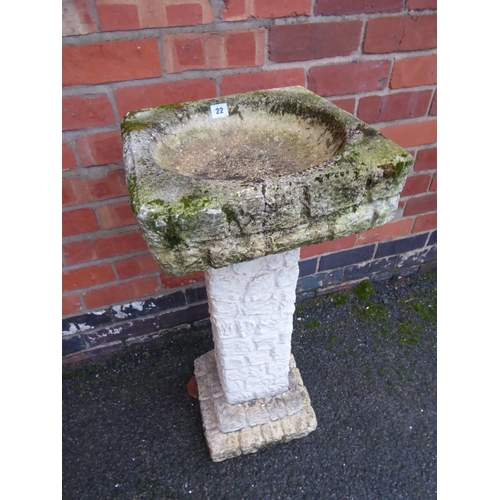 22 - Cast concrete painted bird bath