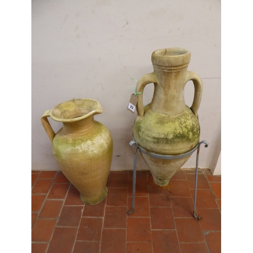 23 - Terracotta amphora vase and pitcher (2)