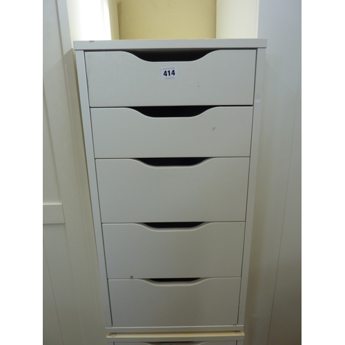 Pair of white melamine 5 drawer file chests
