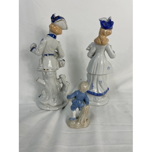 6 - 2 x Large Porcelain Figurines and 1 Small