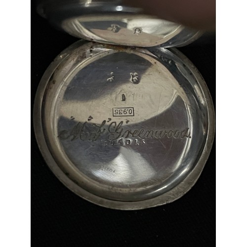 24 - Swiss Silver Key Winding Pocket Watch Stamped 935 c1930-1935