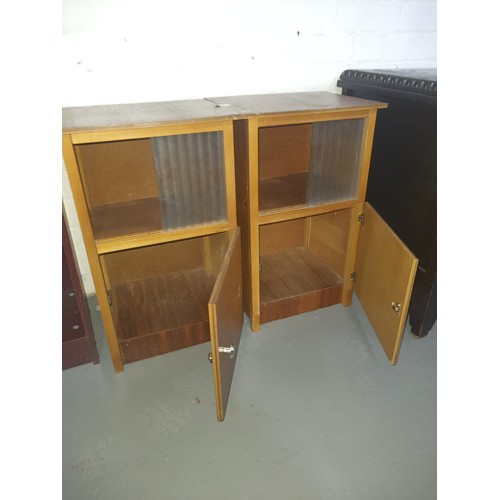 50 - 2 x Glass front Vintage 60s bedside tables