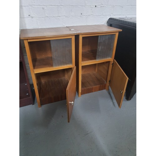 50 - 2 x Glass front Vintage 60s bedside tables