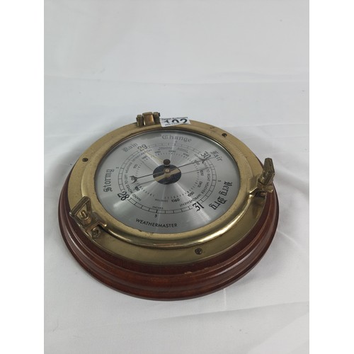 65 - Oak with Brass Porthole Fixings WeatherMaster Barometer