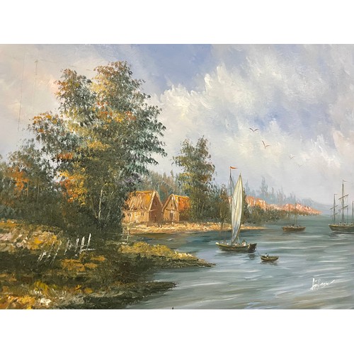 63 - Oil Painting By Ambrose 'A View From The Bay'